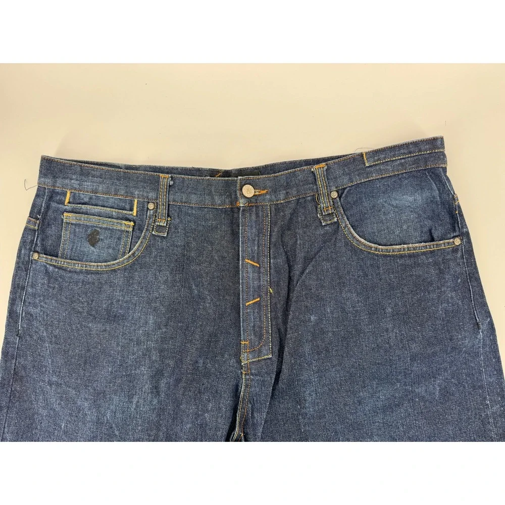 Y2K Rocawear Mens Jeans‎ 42x34 Baggy Wide Leg Straight Fit Embroidered Pockets